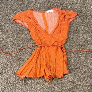 Orange Polka Dot Romper